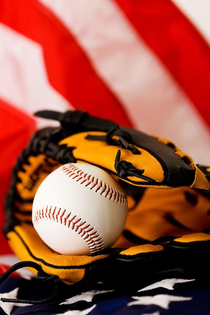 Foto primer plano de béisbol en la bandera