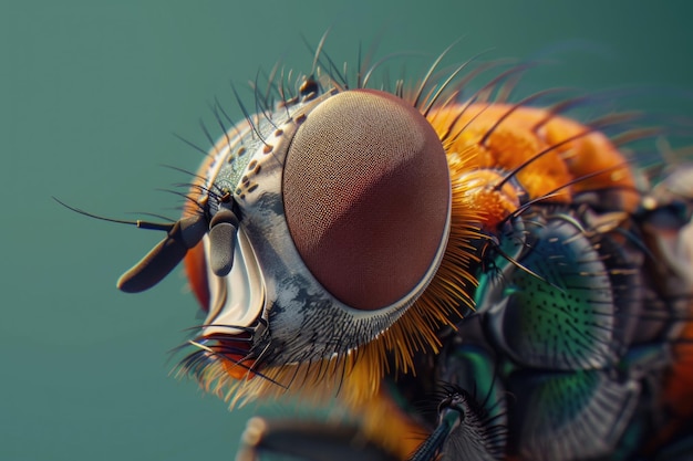 Foto primer plano de bibio marci una mosca de san marcos aislada en el fondo verde