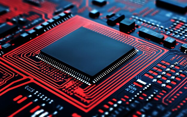 Un primer plano de los bits cuánticos de una computadora cuántica