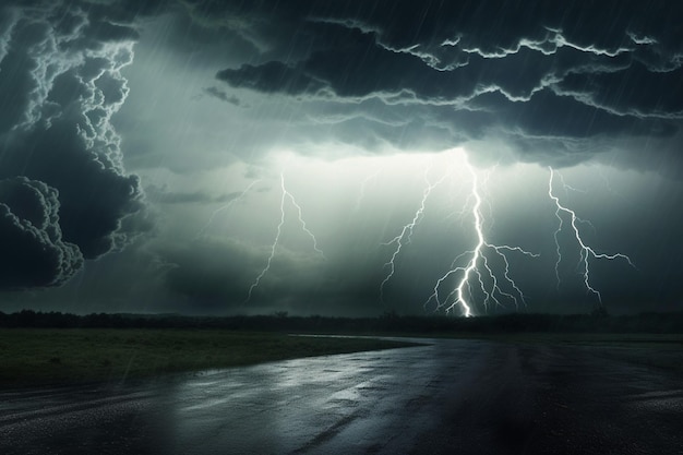 Un primer plano en blanco y negro de una tormenta de lluvia