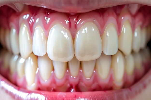 Un primer plano de la boca de una persona con sus dientes que se ven