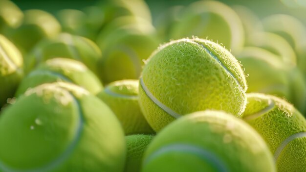 Un primer plano de las bolas de tenis como fondo