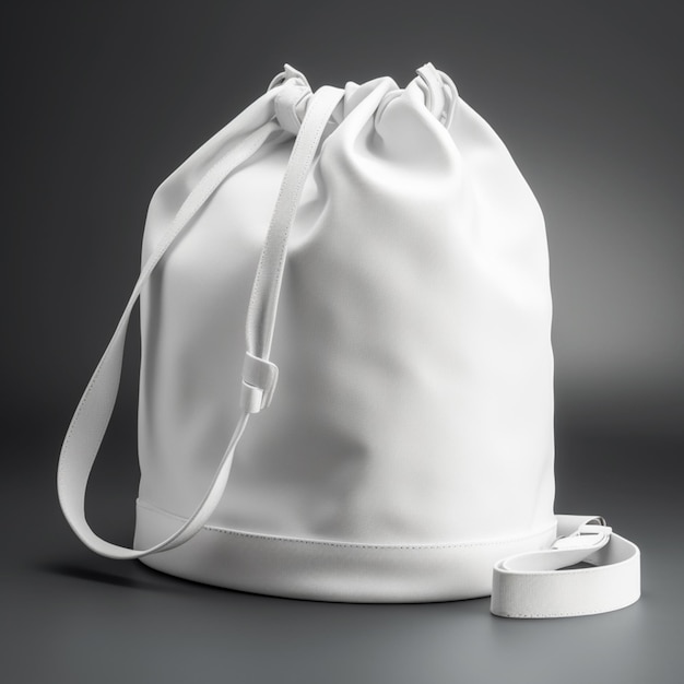 Foto un primer plano de una bolsa blanca con una correa blanca generativa ai