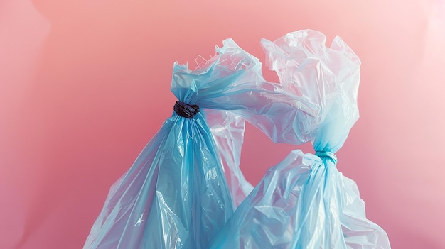 Primer plano de una bolsa de plástico aislada en el fondo