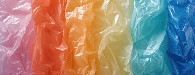 Foto un primer plano de una bolsa de plástico de color arco iris