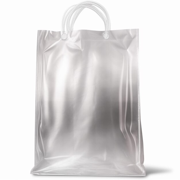 un primer plano de una bolsa de plástico en un fondo blanco generativo ai