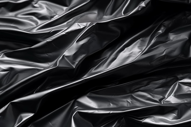 Un primer plano de una bolsa de polietileno negro con una cubierta de lámina plateada