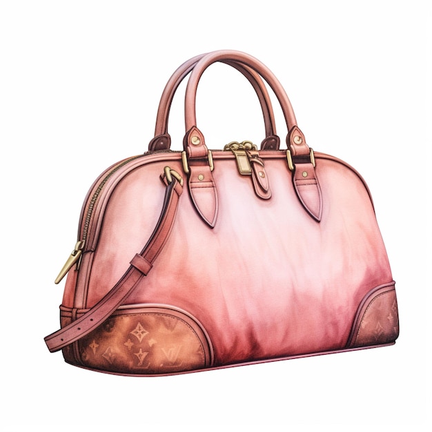 Un primer plano de un bolso con un ai generativo ombre rosa y marrón