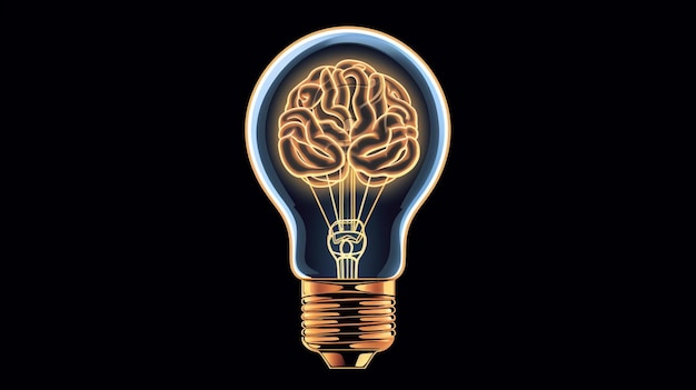 Un primer plano de una bombilla con un cerebro dentro de una IA generativa