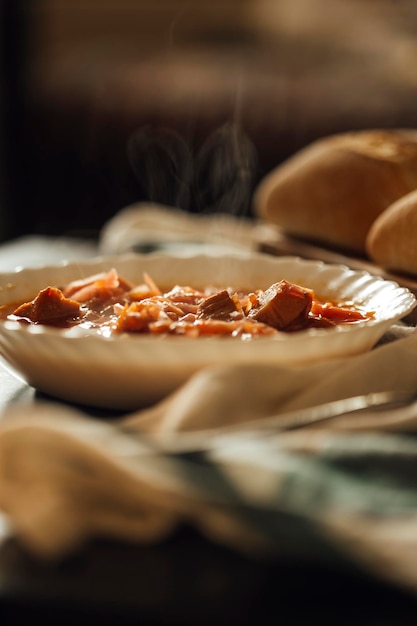 Primer plano de borscht casero