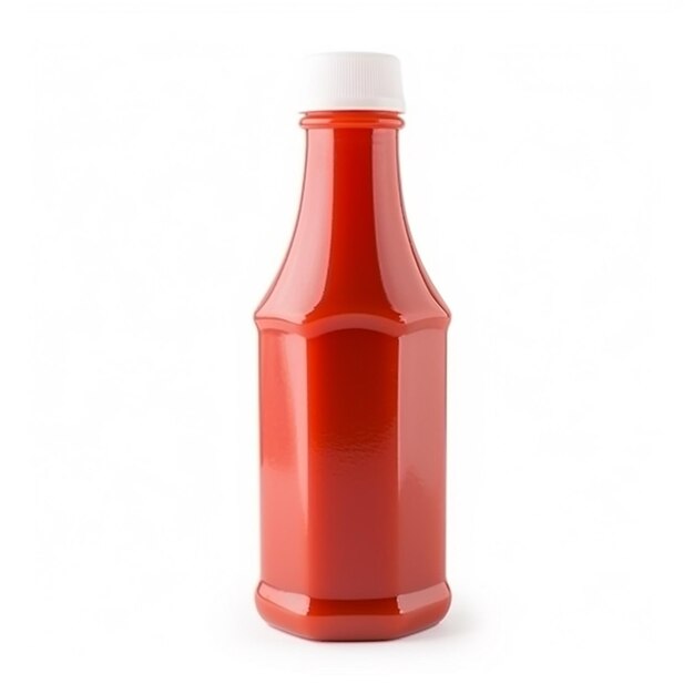 Foto un primer plano de una botella de ketchup en un fondo blanco