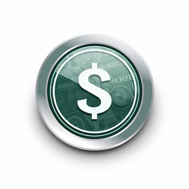 Foto un primer plano de un botón verde con un signo de dólar ai generativo