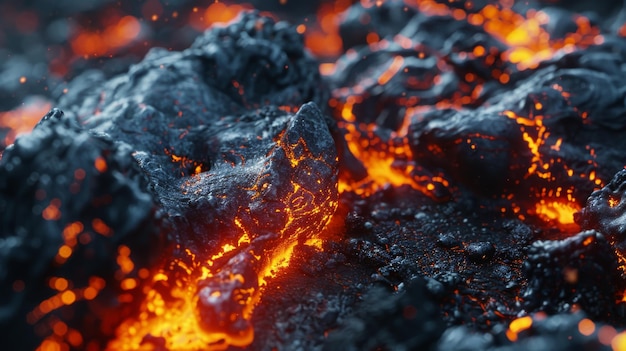 Un primer plano de las brasas de una hoguera ardiente