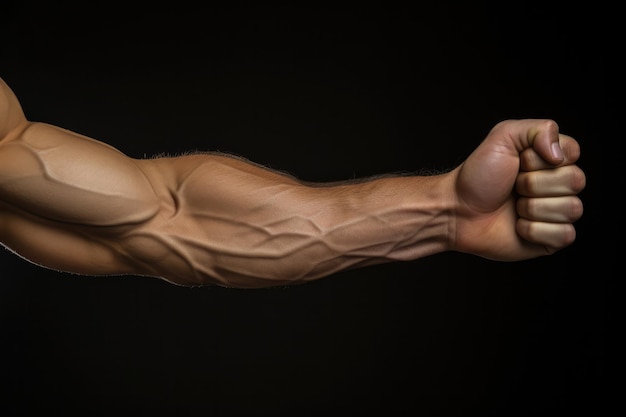 Foto un primer plano del brazo y los músculos del brazo de un hombre salud fitness culturismo salud hombres ejercicio powerlifting