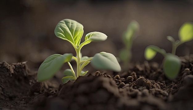 Un primer plano de brotes de girasol con fondo borroso.