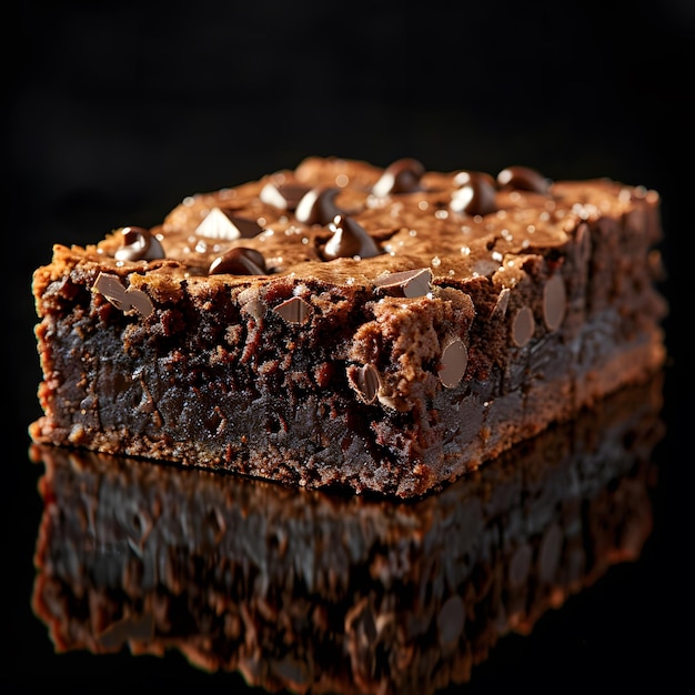 Un primer plano de un brownie de chispas de chocolate un delicioso postre horneado