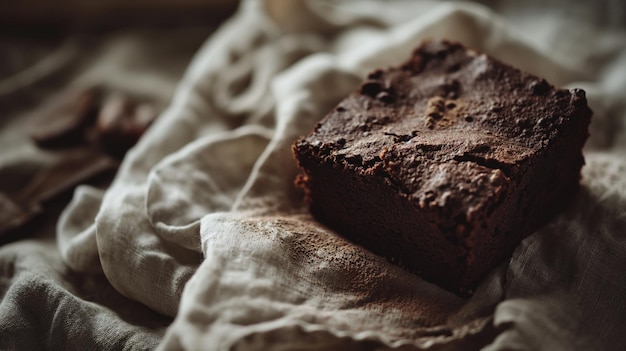 Un primer plano de brownies de chocolate caseros de estilo rústico