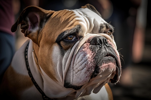 Primer plano de bulldog inglés de raza de perro Generado por AI