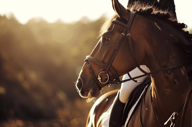 un primer plano de un caballo con bridas