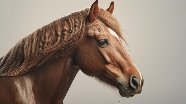 Foto primer plano de un caballo marrón con cara blanca