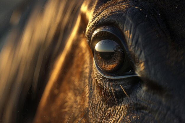 Primer plano de un caballo ojos expresivos profundos y soulf