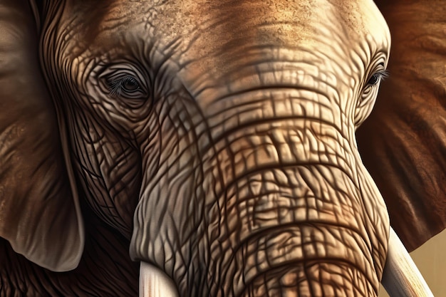 Primer plano de cabeza de elefante Generar IA