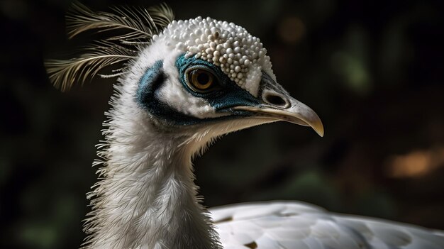 Un primer plano de la cabeza y el pico de un pájaro