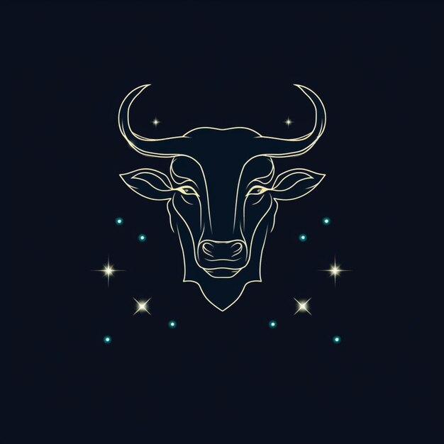un primer plano de una cabeza de toro con estrellas en el fondo ai generativo