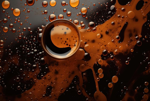 Foto un primer plano de café batido con agujeros en el estilo de las abstracciones cósmicas