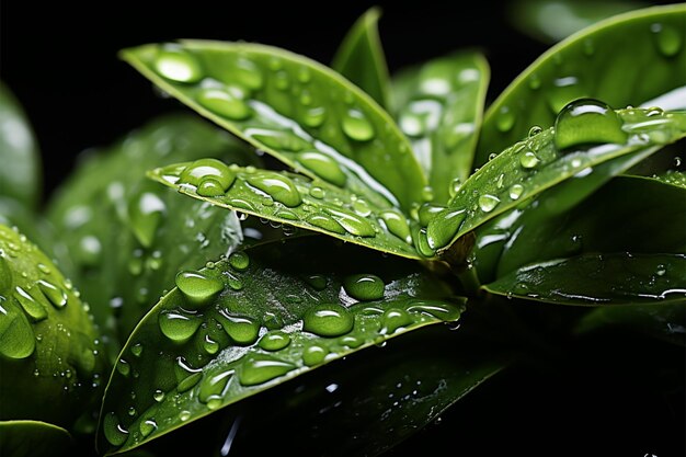 Primer plano de la caída de agua de la hoja