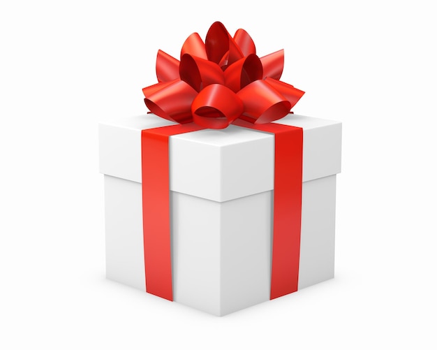 Primer plano de una caja de regalos contra un fondo blanco