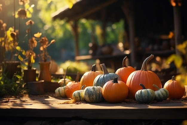 Un primer plano de calabazas multicolores de diferentes variedades