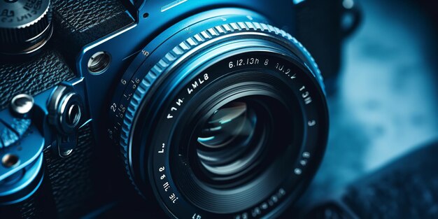 Un primer plano de una cámara digital con lente Concepto del Día Mundial de la Fotografía Ai generativa