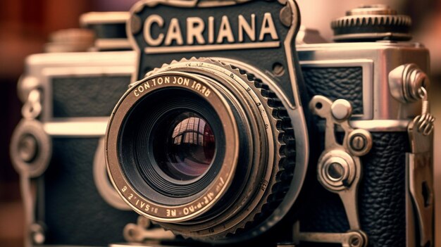 Foto un primer plano de una cámara con la palabra cámara en ella