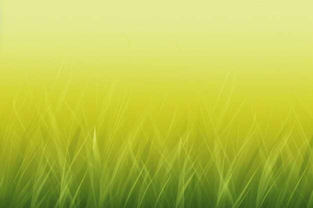 un primer plano de un campo de hierba verde con un cielo amarillo en el fondo generativo ai