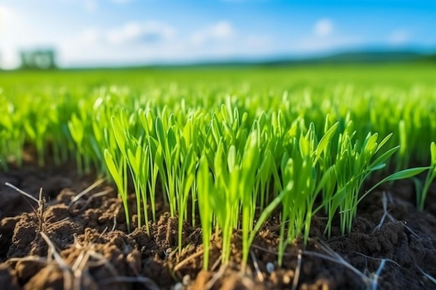 un primer plano de un campo de hierba verde