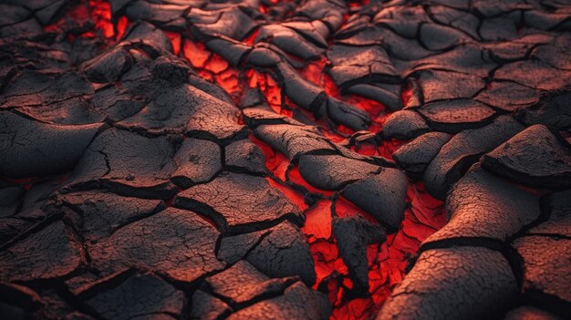 Un primer plano de un campo de lava