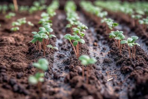 Un primer plano de un campo de plantas con la palabra pepino en la parte inferior