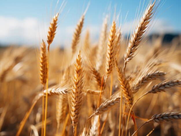 un primer plano de un campo de trigo dorado