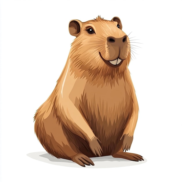Un primer plano de un capibara sonriente con pelaje y garras