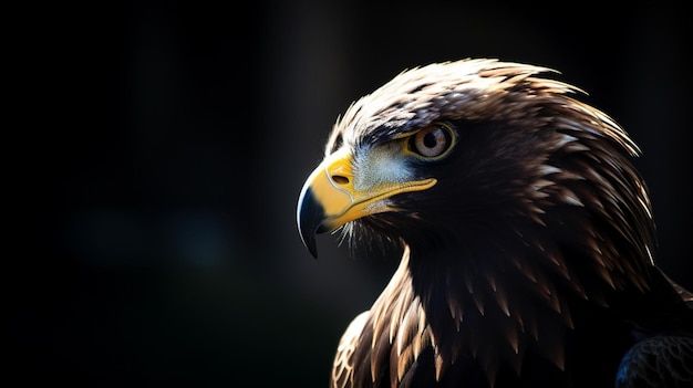 Un primer plano de la cara de un águila real.