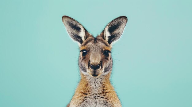 Foto un primer plano de la cara de un canguro el canguro está mirando a la cámara con una expresión curiosa su pelaje es marrón y sus ojos son oscuros