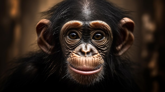 Un primer plano de la cara de un chimpancé