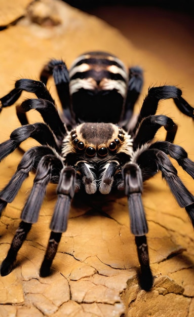 Foto un primer plano de la cara y el cuerpo de una araña