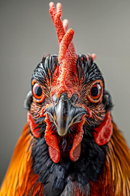 Primer plano de la cara del gallo