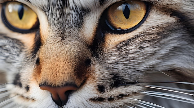 Primer plano de la cara de un gato centrándose en la simetría de sus características