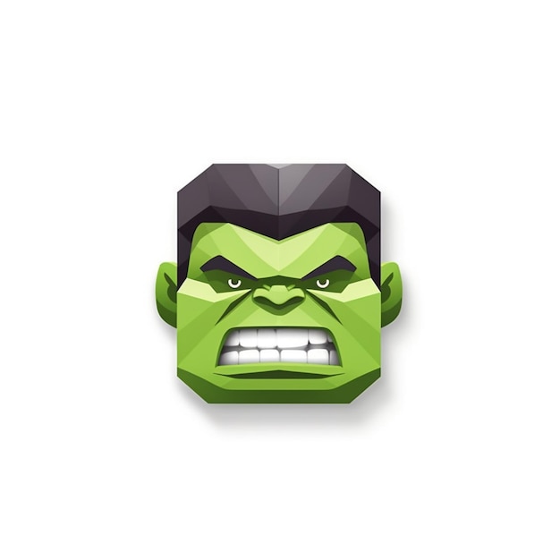 Foto un primer plano de una cara de un hulk con una cara verde generativa ai