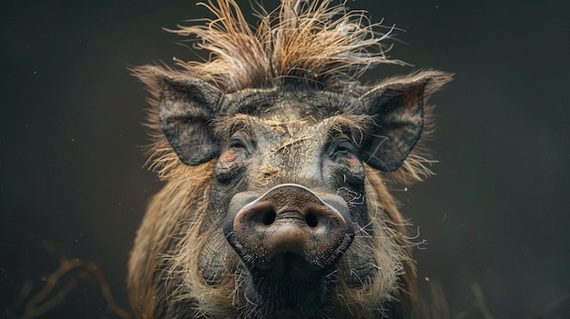 Foto un primer plano de la cara de un jabalí