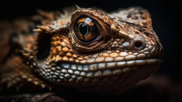 Un primer plano de la cara de un lagarto