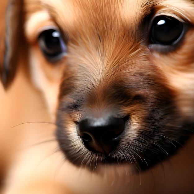 Foto un primer plano de la cara de un lindo cachorro marrón